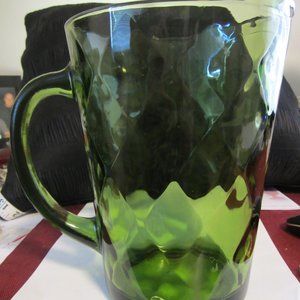 Retro Avocado Green Glass Pitcher